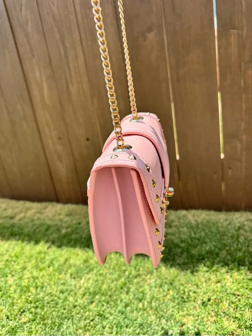 Pink Studded Crossbody Shoulder Bag